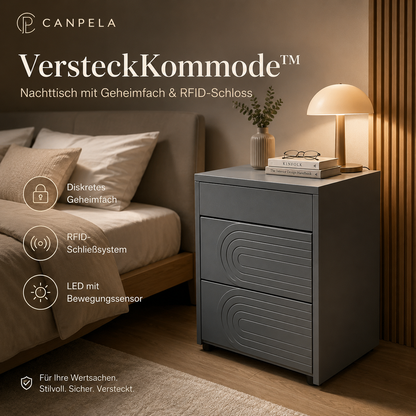 VersteckKommode™ – Nachttisch mit Geheimfach & RFID-Schloss